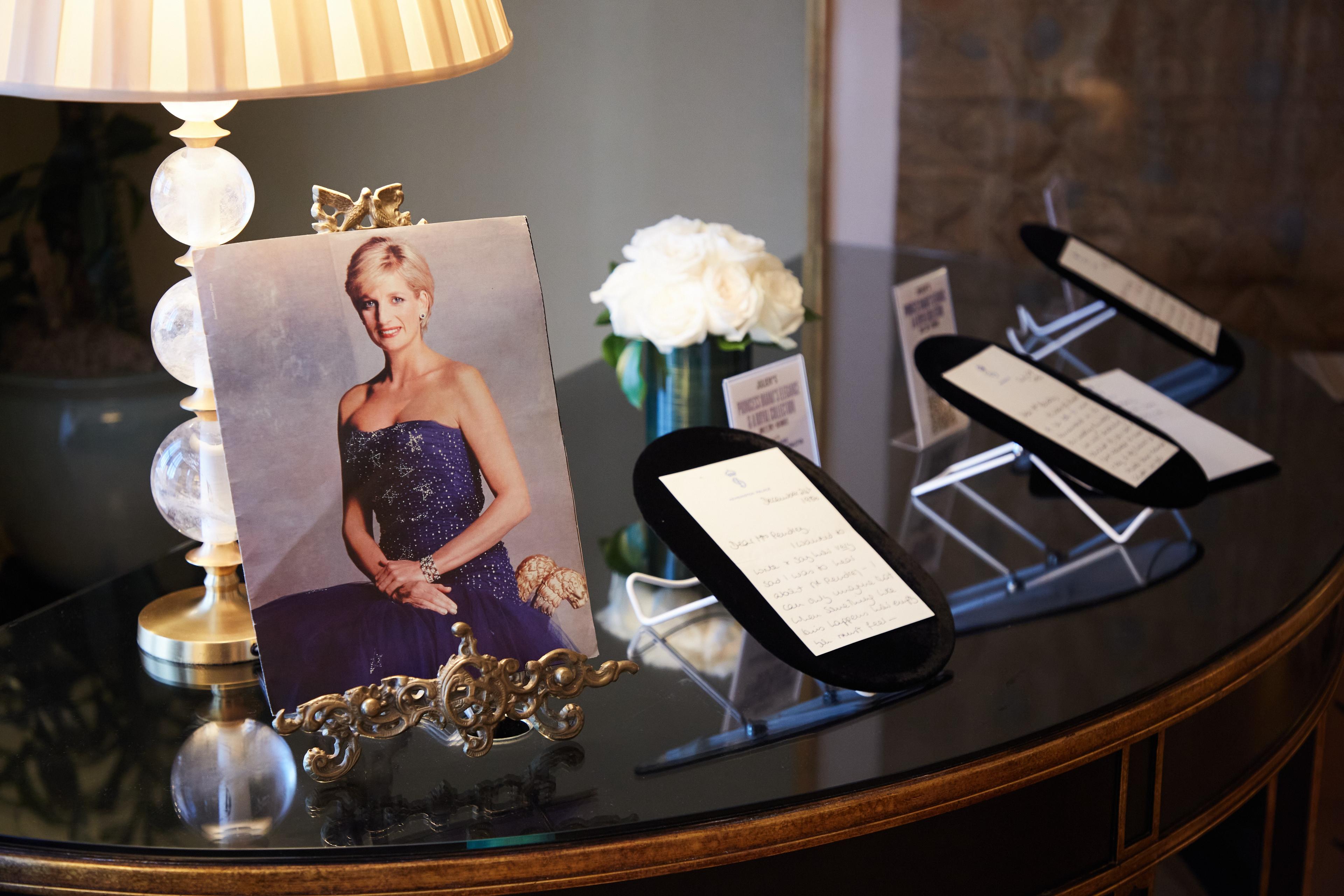 a table with a picture of princess diana on it